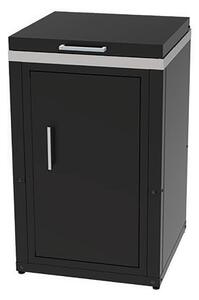 Mobile Cucina 3 Fuochi a Gas 60,7x60,7x100 cm con Armadietto Sotto e Coperchio in Acciaio e Vetro Nero