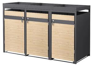 ML-Design cassonetto per rifiuti con tetto a fioriera per 3 cassonetti 240L 200x80x124 cm in acciaio