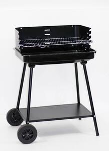 Barbecue a Carbone Baltasar 58x38x82 cm con Griglia in Acciaio Inox e Paravento Nero
