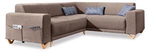 Divano angolare marrone allungabile e con contenitore (con penisola a destra/a L) Classy Sophie – Miuform