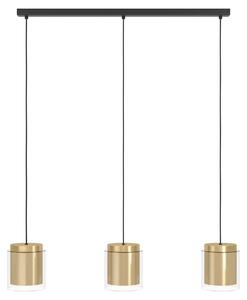 Lampadario Contemporaneo Lagunitas 3 Luci Acciaio Nero E Ottone