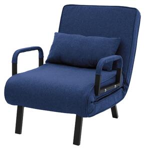 Poltrona reclinabile con funzione letto, poltrona 3-in-1 con funzione letto, poltrona trasformabile in letto, poltrona pieghevole, divano letto pieghevole, tessuto chenille, blu