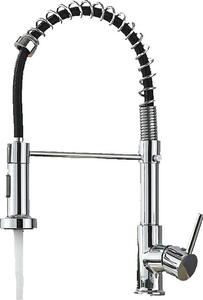 KLARWERK® Bernd | Rubinetto per cucina professionale, cromato, con meccanismo a molla | Miscelatore per cucina in acciaio inossidabile argentato | Miscelatore girevole a 360° | Adatto per alta pressione, 2 attacchi