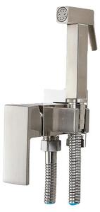 Rubinetto per bidet, struttura in ottone, design a parete, finitura in nichel