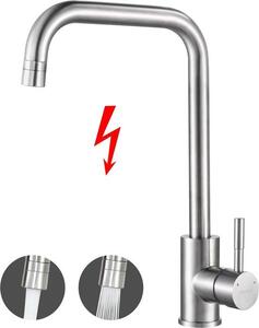 Rubinetto da cucina a 3 vie, rubinetto da cucina in acciaio inossidabile, orientabile a 360°, miscelatore per cucina/bagno con kit di montaggio incluso