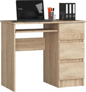 Scrivania ad angolo A-6 in rovere Sonoma con spazio di archiviazione e 3 cassetti