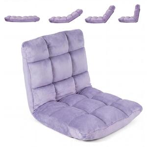 KOMFOTTEU: Sedia a pavimento, poltrona con schienale regolabile (viola chiaro) | Divano a pavimento pieghevole, poltrona relax imbottita con funzione relax, sedia da meditazione, sedia da pavimento per la casa e il tempo libero