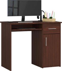 Scrivania marrone scuro 90 cm con cassetto e ripiani in colore wenge
