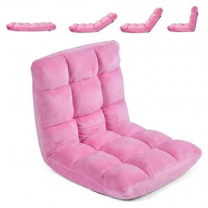 KOMFOTTEU: Sedia a pavimento, poltrona da pavimento con schienale regolabile (rosa) | Divano a pavimento pieghevole, poltrona relax imbottita con funzione reclinabile, sedia da meditazione, sedia da pavimento per la casa e il tempo libero