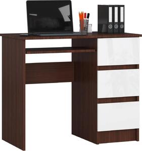 Scrivania A-6 CLP Wenge Bianco Destra con 3 Cassetti