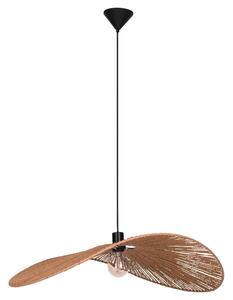 Lampada a sospensione - 80 x 110 cm - Marrone - Nero - Copertura in corda - Acciaio