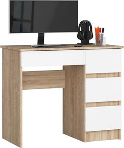 Scrivania A-7 con 4 cassetti in rovere Sonoma e bianco per casa e ufficio