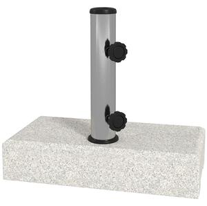 Outsunny Base per Ombrellone da Giardino 25kg per Pali da Ø32mm, Ø38mm e Ø48mm, in Granito e Acciaio Inox, 45x22.5x40 cm, Grigia|Aosom