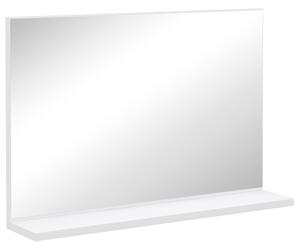 Kleankin Specchio Bagno da Parete con Mensola Design Moderno e Multiuso, 60x12x40 cm, Bianco