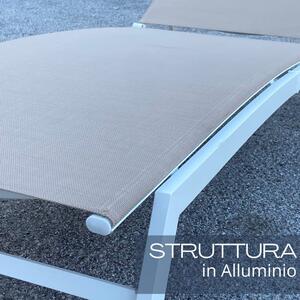 Lettino Prendisole In Alluminio e Textilene, Per Piscina col. Tortora – 195x63x34