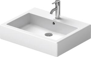 Lavabo Duravit Vero 600mm, avec trop-plein, avec banc à trou de robinetterie, 1 trou de robinetterie, 0454600000, 0454600000