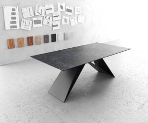 DELIFE Tavolo da pranzo Edge 200x100cm in Vetroceramica Laminam®Nero Greco antracite Gamba a V nera
