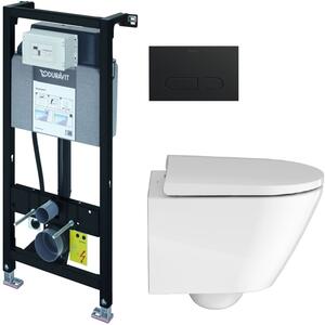 Set modulo di installazione Duravit DuraSystem WD1011000000, vaso WC con copriwater a discesa lenta Duravit D-Neo 45880900A1, WD5001031000