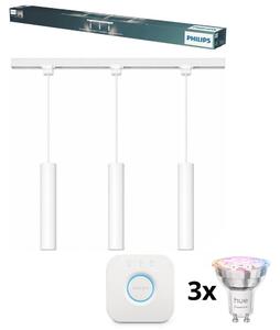 Philips LED lampada a sospensione dimmerabile con cavo per binario, sistema EASYLINK HUE, 3xGU10/4,7W/230V + Hue Bridge
