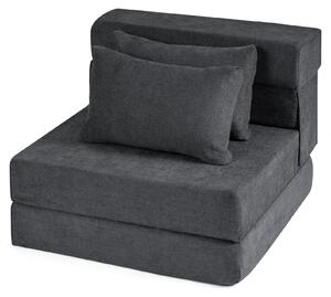 Divano letto KOMFOTTEU, 3 in 1: divano letto pieghevole con funzione letto, poltrona letto con rivestimento lavabile in tessuto di chenille, poltrona da pavimento con 2 cuscini, divano da pavimento per una persona