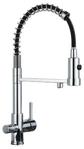 Rubinetto da cucina, con erogatore estraibile, design a due manopole, finitura cromata