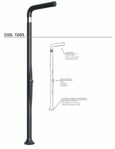 Doccia da Esterno Tradizionale FUNNY YANG ANTRACITE, per Giardino Dimensioni 17x17x h 210 cm peso 9 kg ,Miscelatore Arkema per scegliere la temperatura dell'acqua desiderata