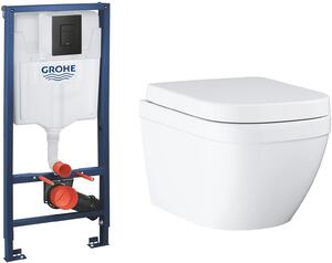 Set vaso WC Grohe Euro Ceramic 39554000, modulo di installazione con placca di comando Grohe Solido 38811KF0