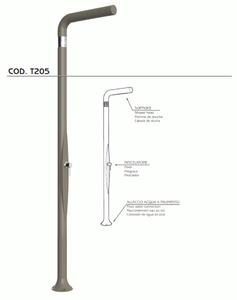 Doccia da Esterno Tradizionale FUNNY YANG Dove gray, per Giardino Dimensioni 17x17x h 210 cm peso 9 kg ,Miscelatore Arkema per scegliere la temperatura dell'acqua desiderata