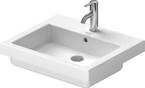 Duravit lavabo encastré Vero 55cm blanc avec trop-plein, avec banc de robinetterie, 1 trou pour robinetterie, 0315550000, 0315550000