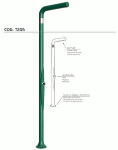 Doccia da Esterno Tradizionale FUNNY YANG VERDE, per Giardino Dimensioni 17x17x h 210 cm peso 9 kg ,Miscelatore Arkema per scegliere la temperatura dell'acqua desiderata
