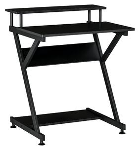 HOMCOM Tavolo Porta PC Salvaspazio con Ripiano Monitor Rialzato, Scrivania per Computer da Ufficio in Legno, 70x60x85.5cm, Nero