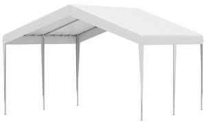 Outsunny Garage Portatile 4x4m con Tettoia per Macchine e Barche, Matrimoni, Feste, Gazebo da Giardino in Acciaio Zincato, Bianco