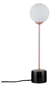 Lampada da tavolo, globo di vetro bianco, marmo nero, rame, H 40 cm, NEORDIC MOA