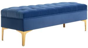 HOMCOM Panca Imbottita Fondoletto in Tessuto Vellutato, Panca per Camera da Letto e Ingresso con Decorazione a Trapunta, Piedini in Metallo, Blu|Aosom