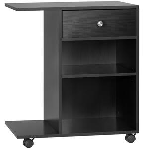 Vinsetto Mobile Porta Stampante in Legno Nero con 1 Cassetto, 2 Ripiani e Mensola CPU, per Ufficio 60x40x68.5cm|Aosom