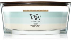 Woodwick Trilogy Driftwood Shores candela profumata con stoppino in legno 453.6 g