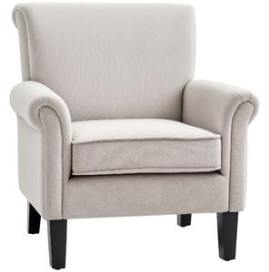 HOMCOM Poltroncina da Salotto in Tessuto con Gambe di Legno, Stile Nordico, Braccioli, Cuscino con Fodera Rimovibile, Grigio|Aosom