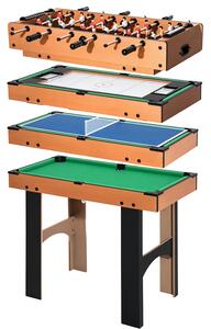 HOMCOM Tavolo Multigioco 4 in 1 con Calcio Balilla, Hockey da Tavolo, Ping Pong e Biliardo in MDF, 92x78x80cm | Aosom Italy