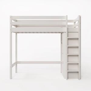 Letto a castello per bambini - Struttura in legno robusta - 90 x 200 cm - Armadio integrato - 6 ripiani - Bianco - Senza materasso