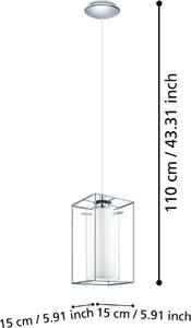 Eglo 94377 Loncino 1 luce a sospensione acciaio cromo vetro satinato bianco chiaro