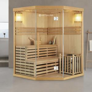 Sauna interna Espoo 150 Premium, dimensioni 150 x 150 x 200 cm, potenza 6 kW, stufa per sauna Harvia, per 3 persone