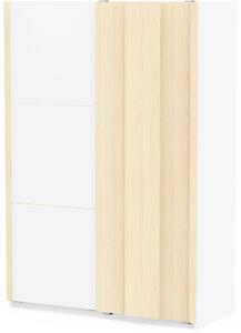 Calicosy - Armadio 2 porte scorrevoli decorato bianco e rovere di filo L140,1 cm - HEVA