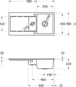 Villeroy & Boch 33371FKG SP Siluet 60 R piatto 980x490mm