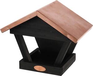 Abbeveratoio per uccelli da parete, marca Esschert Design, colore nero con tetto color rame
