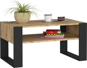 Tavolino AKORD DOMI Tavolino artigianale in rovere, nero 92 cm 92x45x53 cm