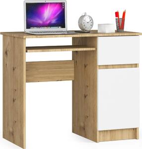 Scrivania PIKSEL ARTISAN Bianca Destra 90 cm con Ripiano Estraibile per Tastiera e Smart Storage