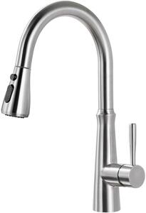 Rubinetto da cucina in acciaio inossidabile, rubinetto da cucina estraibile ad alta pressione, rubinetto da cucina orientabile a 360 gradi con 2 tipi di getto d'acqua, rubinetto da cucina in acciaio inossidabile, nichel spazzolato