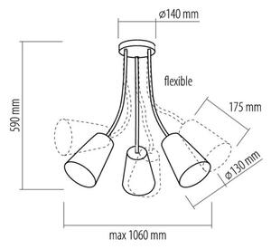 Lampadario a sospensione con supporto rigido WIRE COLOUR 3xE27/60W/230V