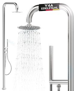 Doccia da esterno 316 / V4A in acciaio inox doccia da giardino collegamento caldo/freddo doccia a mano doccia ad acqua calda doccia ad acqua fredda