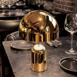 Tom Dixon Lampada da tavolo a batteria BELL PORTABLE, oro, 28 cm IP44 dimmerabile, Ottone / Oro, Soggiorno / Sala da pranzo, Plastica, Design